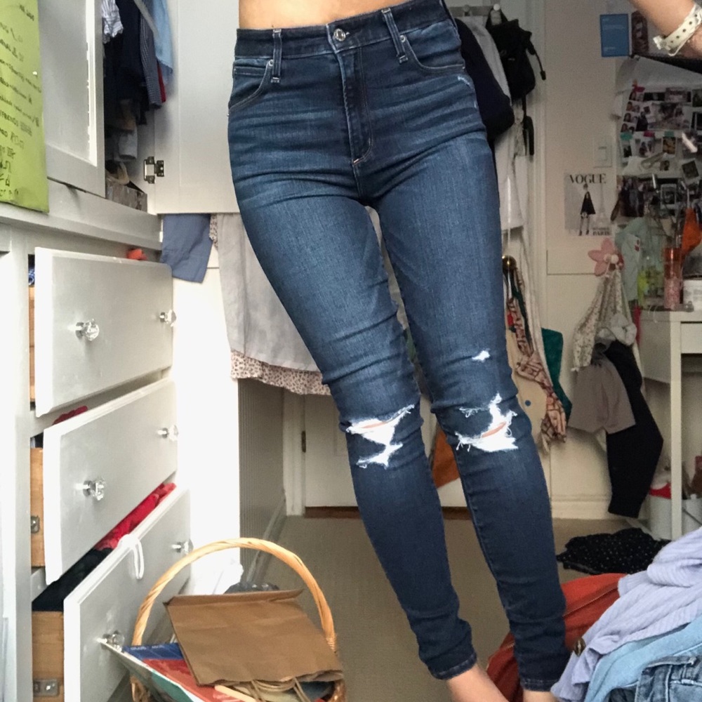 abercrombie ultra highrise distressed skinny jeans